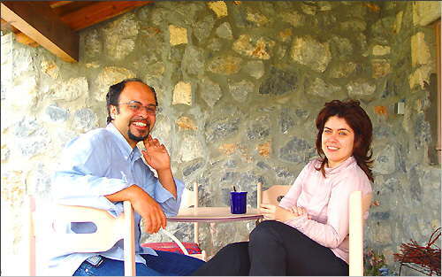 Kostas and Antiopi on the balcony